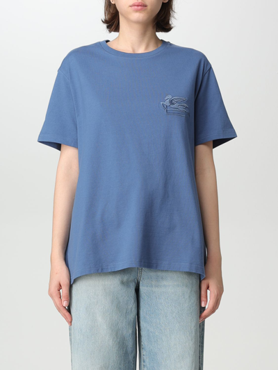 Shop Etro Cotton T-shirt In Blue