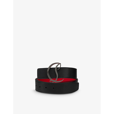 Shop Christian Louboutin Women's Black Cl Logo-buckle Leather Belt
