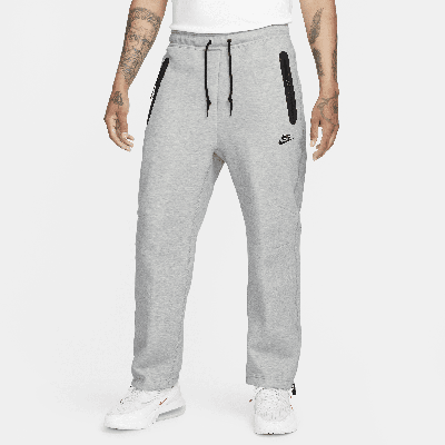 Shop Nike Men's  Sportswear Tech Fleece Open-hem Sweatpants In Grey