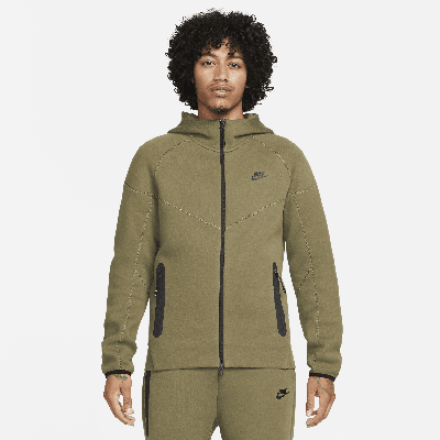 Shop Nike Men's  Sportswear Tech Fleece Windrunner Full-zip Hoodie In Green