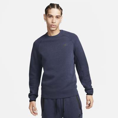 Shop Nike Men's  Sportswear Tech Fleece Crew In Blue