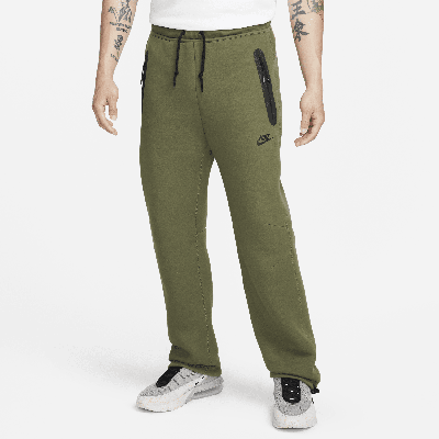 Shop Nike Men's  Sportswear Tech Fleece Open-hem Sweatpants In Green