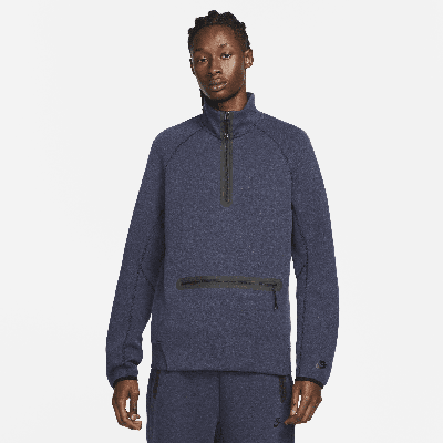 Shop Nike Men's  Sportswear Tech Fleece 1/2-zip Sweatshirt In Blue