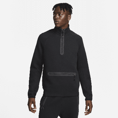 Shop Nike Men's  Sportswear Tech Fleece 1/2-zip Sweatshirt In Black