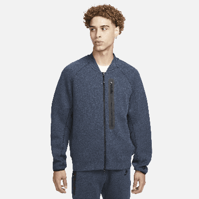 Shop Nike Men's  Sportswear Tech Fleece Bomber Jacket In Blue