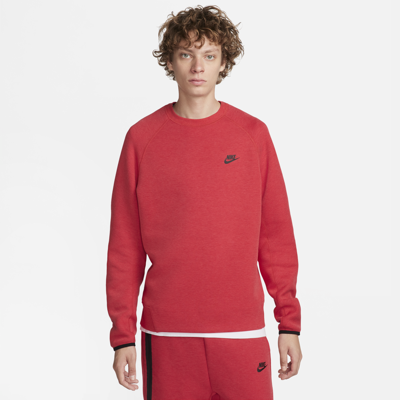 Shop Nike Men's  Sportswear Tech Fleece Crew In Red