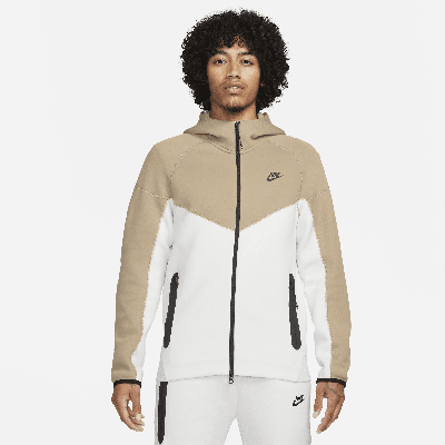 Shop Nike Men's  Sportswear Tech Fleece Windrunner Full-zip Hoodie In White