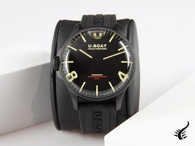 Pre-owned U-boat Capsoil Darkmoon 44 Ipb Quartz Watch, Black, 44 Mm, Rubber, 8464/a