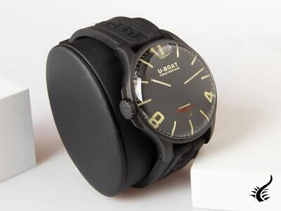Pre-owned U-boat Capsoil Darkmoon 44 Ipb Quartz Watch, Black, 44 Mm, Rubber, 8464/a
