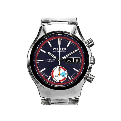 Pre-owned Citizen Tsuno Chrono An3676-65l Begin 70's Remix Bespoke Limited Watch 38mm