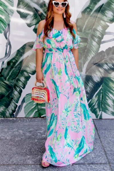 Pre-owned Lilly Pulitzer Zadie Maxi Dress Coral Reef Tint Chimpoiserie Size M In Multicolor