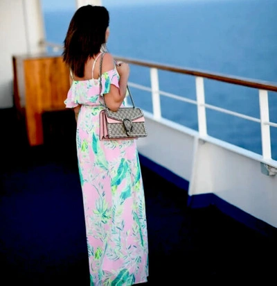 Pre-owned Lilly Pulitzer Zadie Maxi Dress Coral Reef Tint Chimpoiserie Size M In Multicolor