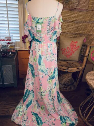 Pre-owned Lilly Pulitzer Zadie Maxi Dress Coral Reef Tint Chimpoiserie Size M In Multicolor