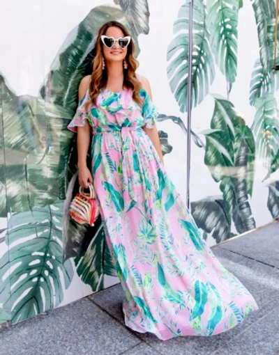 Pre-owned Lilly Pulitzer Zadie Maxi Dress Coral Reef Tint Chimpoiserie Size M In Multicolor