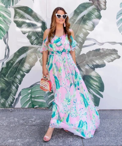 Pre-owned Lilly Pulitzer Zadie Maxi Dress Coral Reef Tint Chimpoiserie Size M In Multicolor