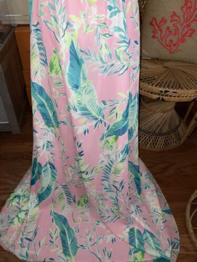 Pre-owned Lilly Pulitzer Zadie Maxi Dress Coral Reef Tint Chimpoiserie Size M In Multicolor