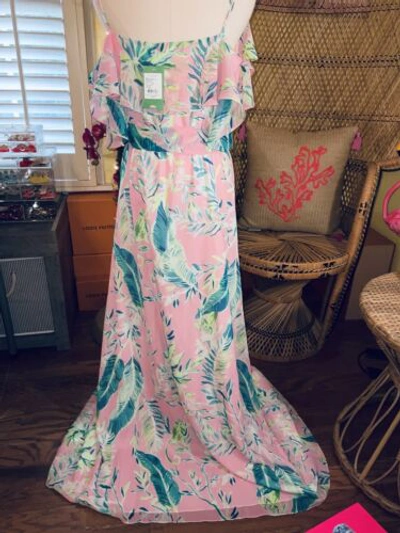 Pre-owned Lilly Pulitzer Zadie Maxi Dress Coral Reef Tint Chimpoiserie Size M In Multicolor