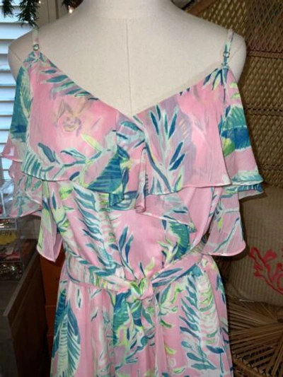Pre-owned Lilly Pulitzer Zadie Maxi Dress Coral Reef Tint Chimpoiserie Size M In Multicolor