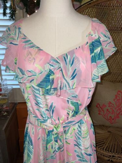 Pre-owned Lilly Pulitzer Zadie Maxi Dress Coral Reef Tint Chimpoiserie Size M In Multicolor