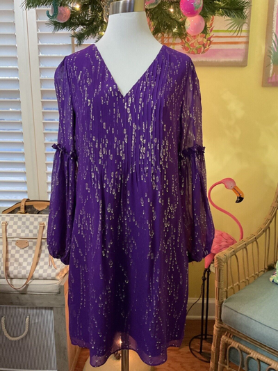 Pre-owned Lilly Pulitzer Cleme Silk Dress Purple Berry Chiffon $268 Size 0,4,6,8,12 ? In Red