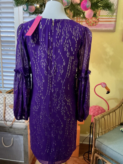Pre-owned Lilly Pulitzer Cleme Silk Dress Purple Berry Chiffon $268 Size 0,4,6,8,12 ? In Red