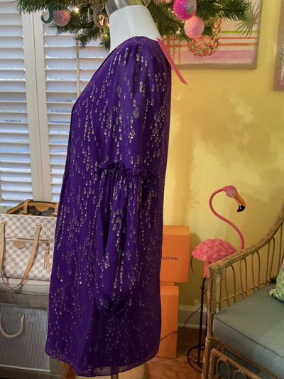 Pre-owned Lilly Pulitzer Cleme Silk Dress Purple Berry Chiffon $268 Size 0,4,6,8,12 ? In Red