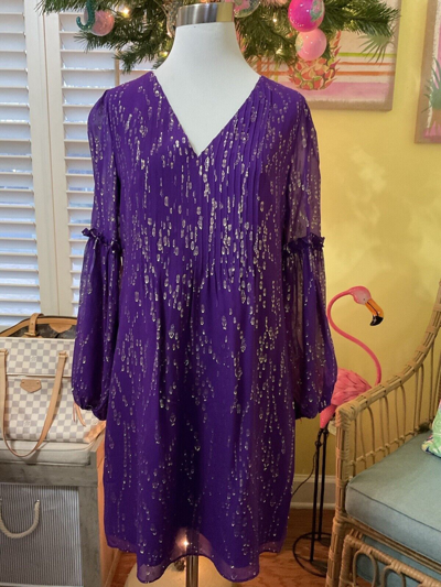 Pre-owned Lilly Pulitzer Cleme Silk Dress Purple Berry Chiffon $268 Size 0,4,6,8,12 ? In Red