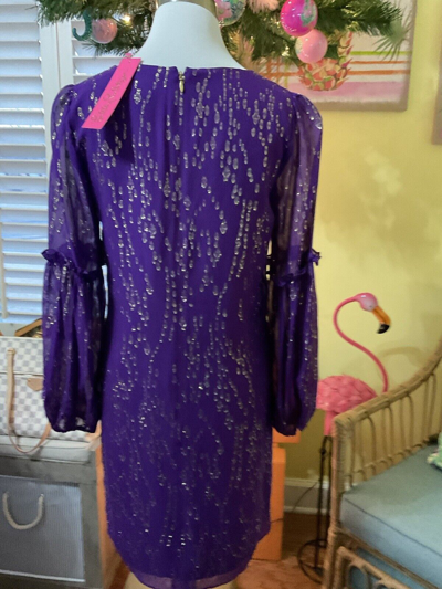 Pre-owned Lilly Pulitzer Cleme Silk Dress Purple Berry Chiffon $268 Size 0,4,6,8,12 ? In Red