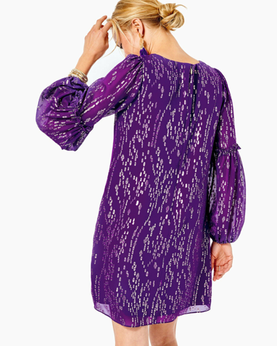 Pre-owned Lilly Pulitzer Cleme Silk Dress Purple Berry Chiffon $268 Size 0,4,6,8,12 ? In Red