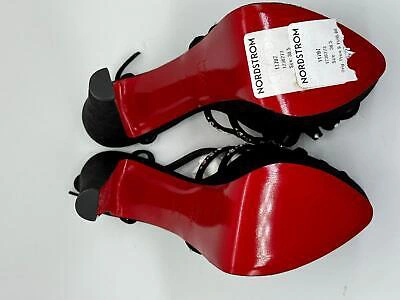 Pre-owned Christian Louboutin Vegastrassima Alta Crystal Platform Heels Sandal Shoes $1595 In Black