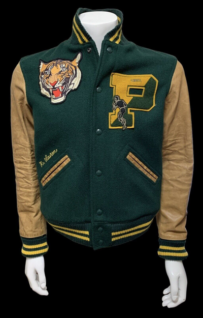 Ralph Lauren Polo Leather Wool Letterman Tiger Logo Varsity Jacket Green Xl