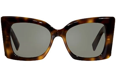 Pre-owned Saint Laurent Sl-m119 Blaze 002 Sunglasses Women's Havana/gold/green Cateye 54mm