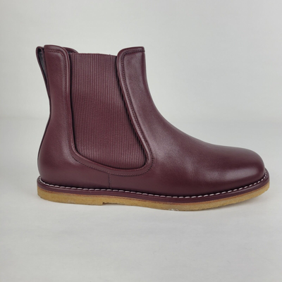 Pre-owned Loewe $890  Burgundy Leather Chelsea Ankle Boot W/elastic Sides M816s05x01 7110 In Red