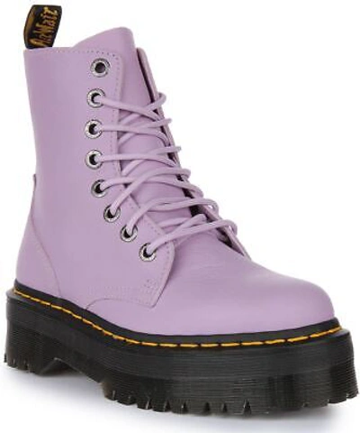 Pre-owned Dr. Martens' Dr Martens Jadon Iii 8 Eyelet Side Zip Platform Boot Leather Lilac Uk 3 - 8