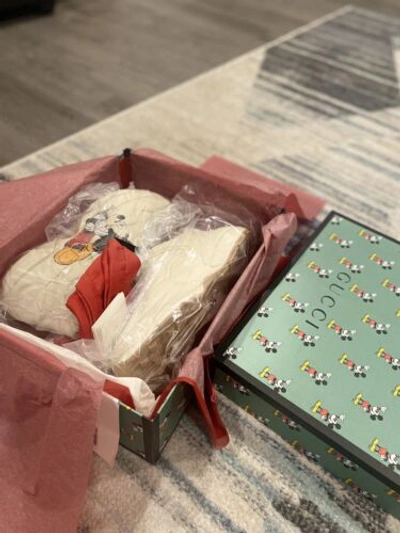 Pre-owned Gucci Men's Micky Mouse Disney Rhyton Sneakers 7.5us ( 7) It 601370 In White