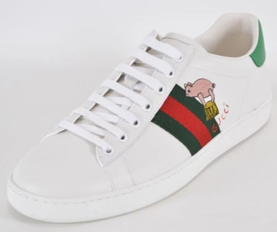 Pre-owned Gucci Women's 630616 Ace Kitten Green Red Web Sneaker Shoes 39.5 9.5, 40 -10
