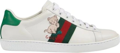Pre-owned Gucci Women's 630616 Ace Kitten Green Red Web Sneaker Shoes 39.5 9.5, 40 -10