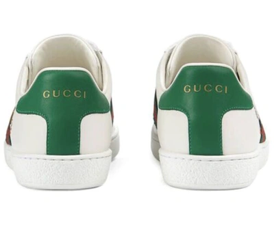 Pre-owned Gucci Women's 630616 Ace Kitten Green Red Web Sneaker Shoes 39.5 9.5, 40 -10