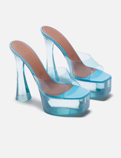 Shop Amina Muaddi Dalida Glass Platform Sandals In Clear