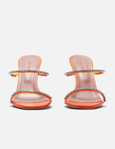 Shop Amina Muaddi Gilda Glass Slippers 70 In Orange