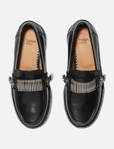 Shop Toga Buckle Loafers In Black