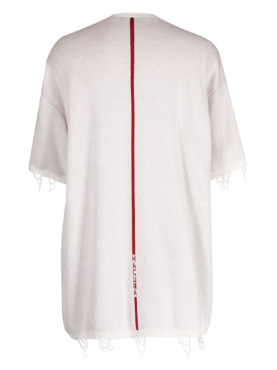 Haculla Fat Boy Intarsia-knit Frayed Jumper In White