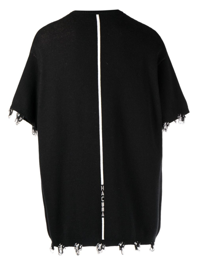 Haculla Hacheads Intarsia-knit Ripped Jumper In Black
