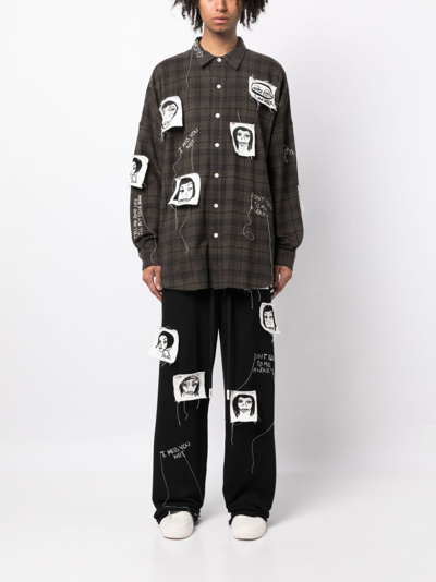 Haculla Sick Of It All Plaid-pattern Cotton Shirt In Brown