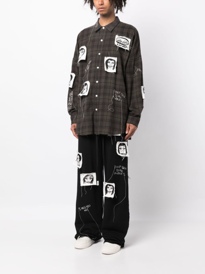 Haculla Sick Of It All Plaid-pattern Cotton Shirt In Brown