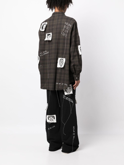 Haculla Sick Of It All Plaid-pattern Cotton Shirt In Brown