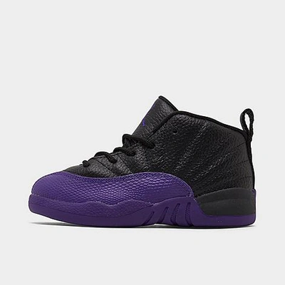 Shop Nike Jordan Kids' Toddler Air Retro 12 Basketball Shoes In Black/field Purple/metallic Gold/taxi