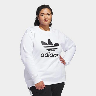 Shop Adidas Originals Adidas Women's Originals Trefoil Crewneck Sweatshirt (plus Size) In White