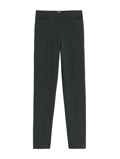 Shop Totême Slim Crepe Suit Trousers Charcoal Melange In Grey