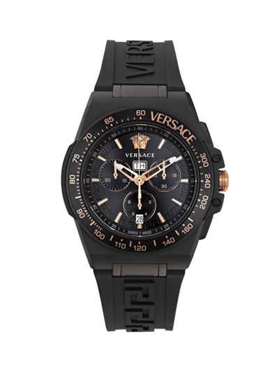 Shop Versace Men's Greca Extreme Chrono Ip Black & Silicone Strap Watch/45mm
